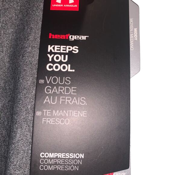 Under Armour, Compression Biker Shorts, Size L, (fits like M) Gray, Hot Pink - Picture 2 of 4